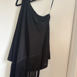 BCBGMaxAzria Black Asymmetrical One Shoulder Top